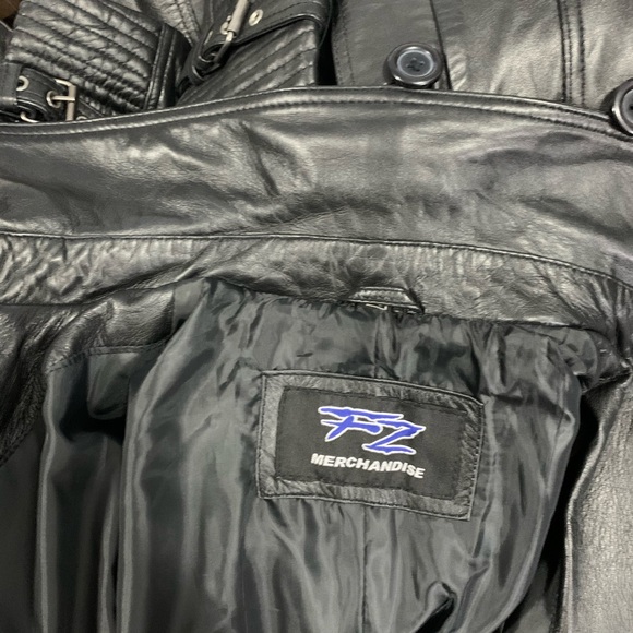 FZ Merchandise Double Breasted Belted Moto Leather Coat Size XS - Picture 11 of 13